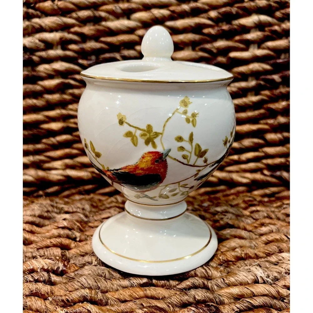 Gilded Birds 3 pc Bathroom Set Soap Dish Lotion Dispenser Toothbrush Holder NWT!
